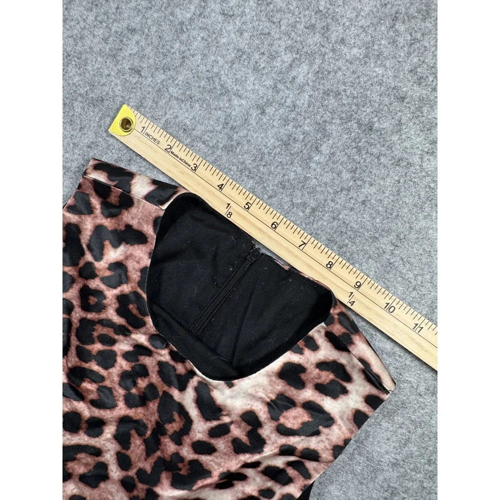 Unbranded Leopard Print Fit and Flare Girls Dress Size 6 Brown Satin Formal